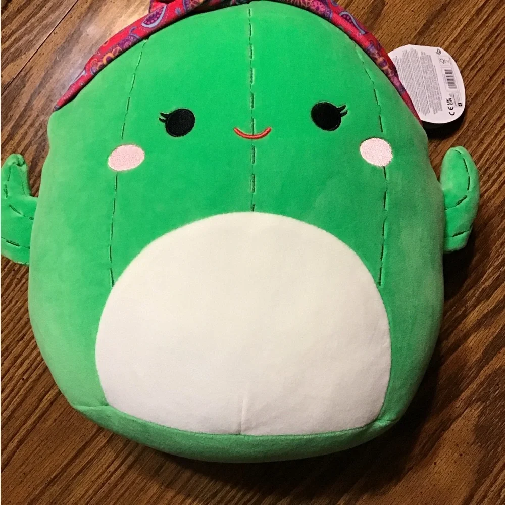 Sqishmallows NWT Maritza Green Cactus Plush Toy with Pink Bandana